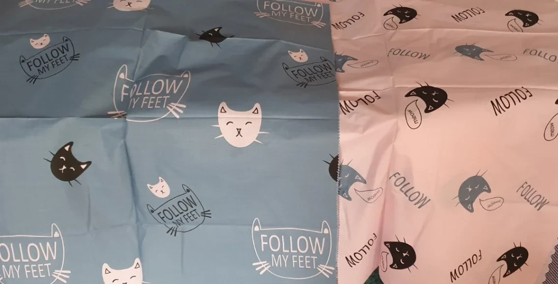 Тканина для постільної білизни Бязь "Gold" Lux "Follow My Fet" GL1386 (A+B) - (50м+50м)