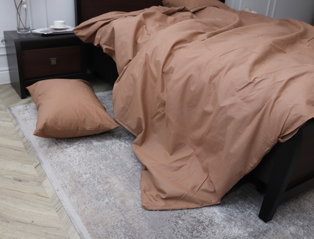 Сімейний набір однотонної постільної білизни із Бязі "Gold" №151041 Черешенка™