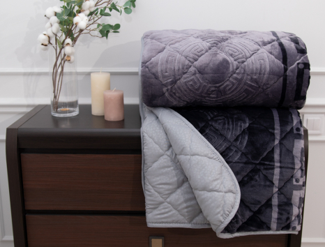 Двоспальне флісове стьобане покривало №55030