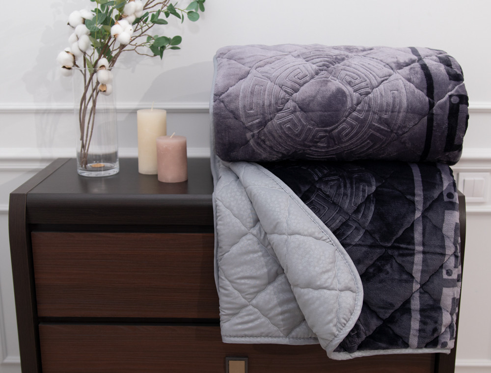 Двоспальне флісове стьобане покривало №55030