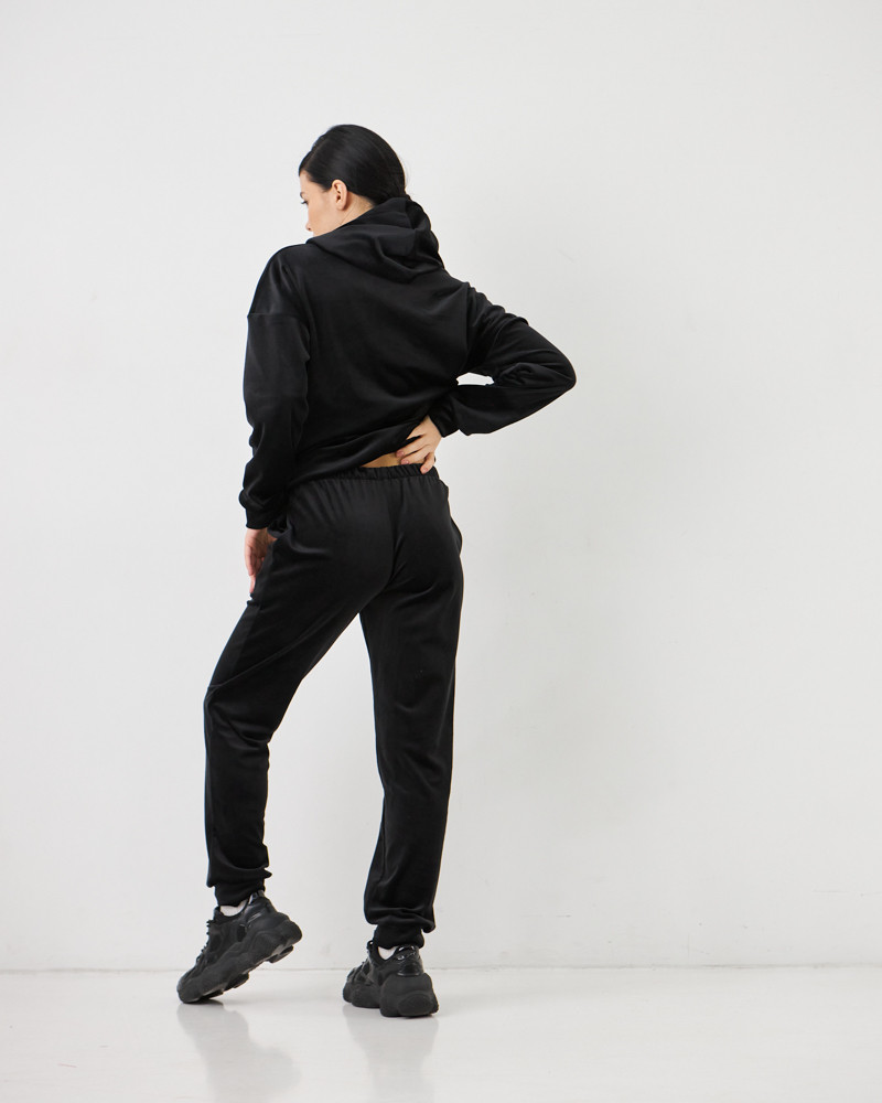 Жіночий велюровий костюм з капюшоном (Розмір M) чёрный №20222146