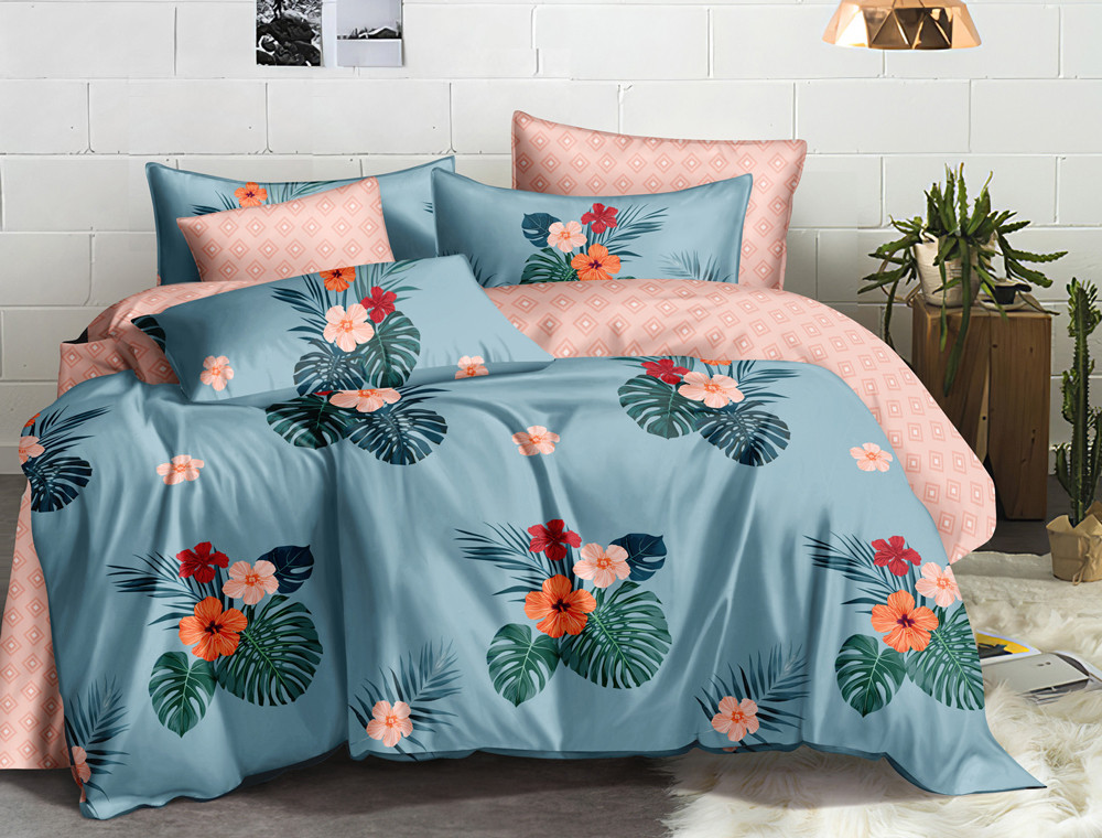 Полуторний набір постільної білизни 150*220 із Сатину №139AB Черешенка™