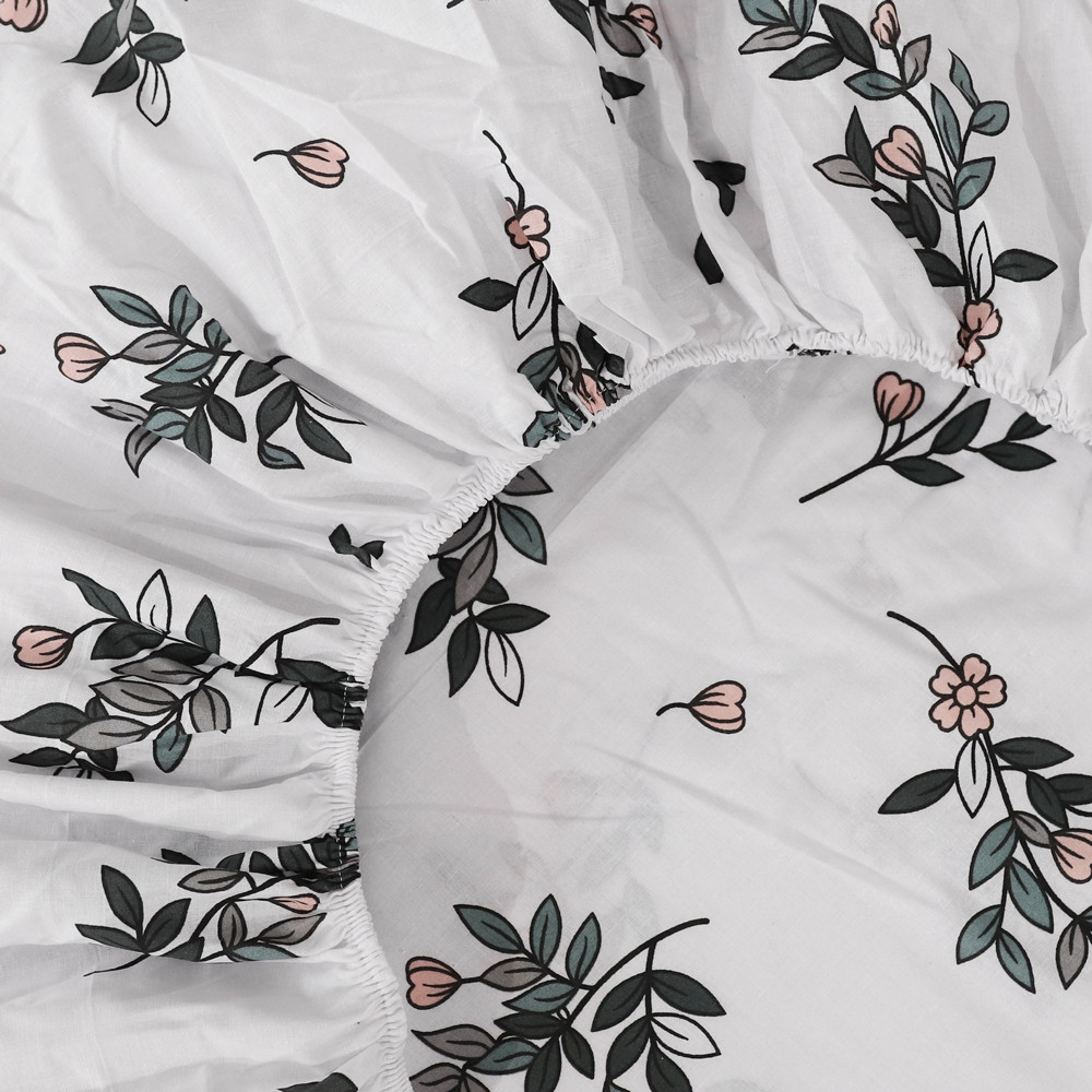 Простирадло на резинці (160*200*25) біла з квітковим принтом №668186