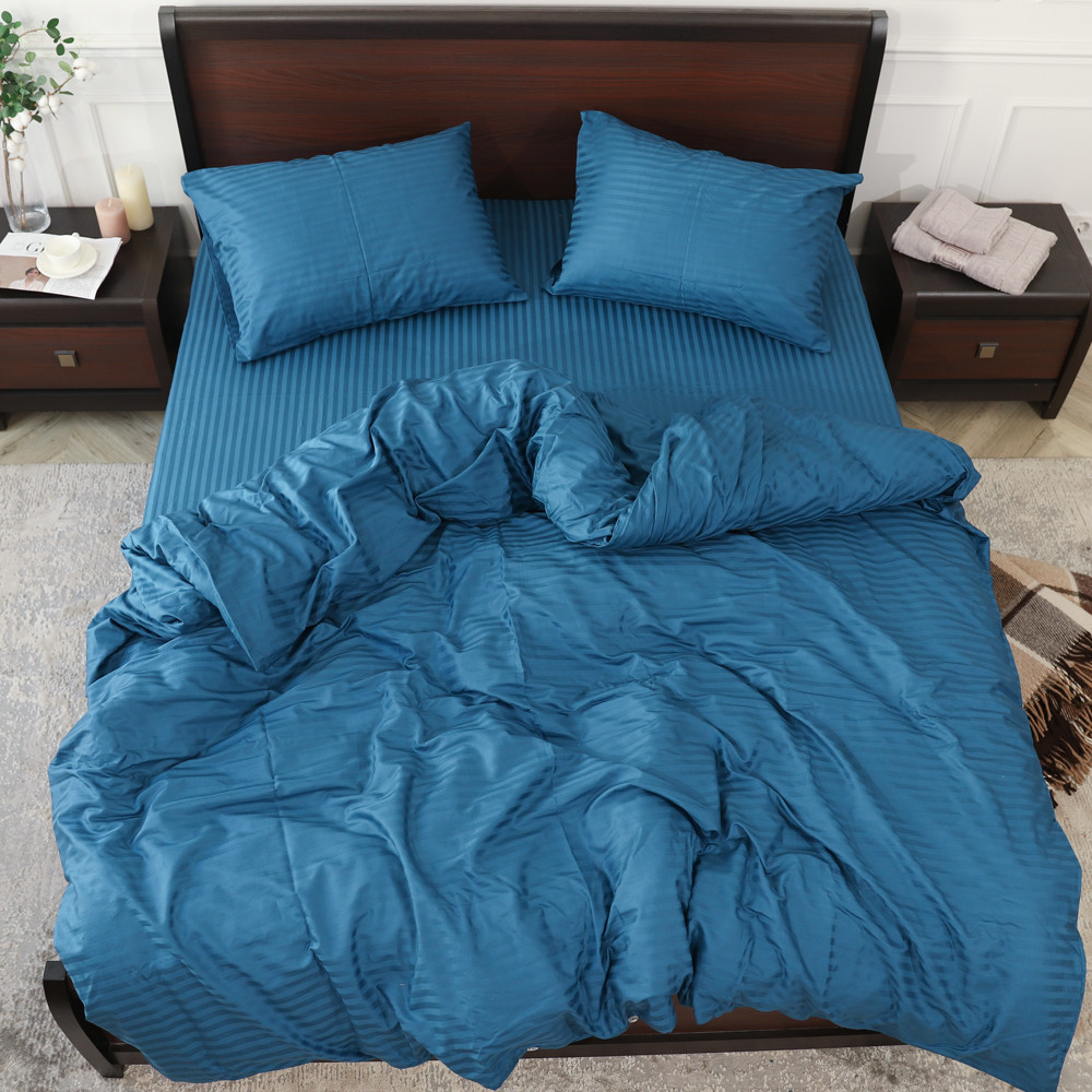 Євро-максі набір постільної білизни 200*220 зі Страйп Сатину №18-4032 Черешенка™