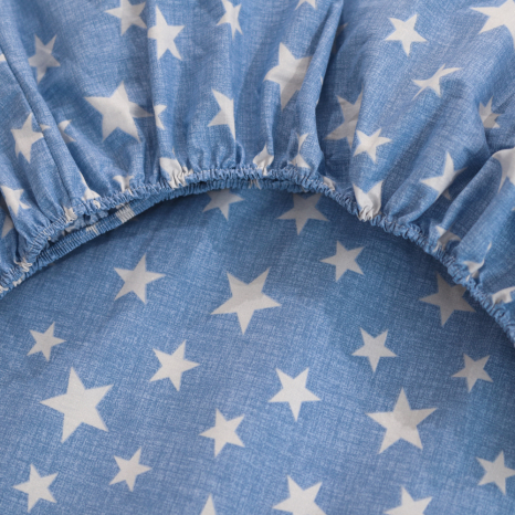 Простирадло на резинці (180*200*25  зірка на блакитному  №661503