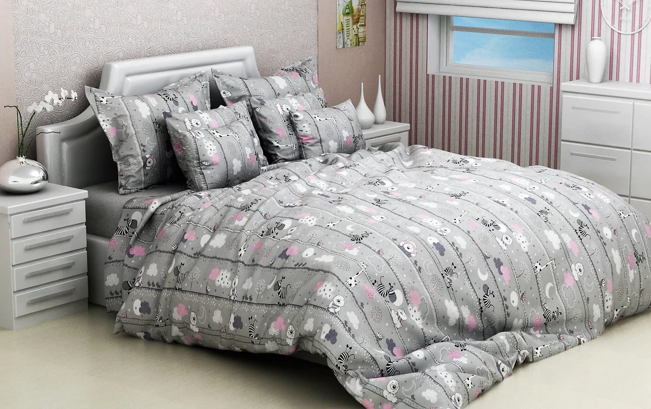 Тканина для постільної білизни Бязь "Gold" Lux дитяча GLB3004grey