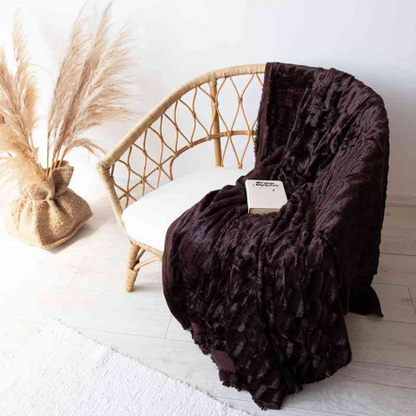 Двостороннє евро-максі покривало-плед "норка" (230*200) - коричневе