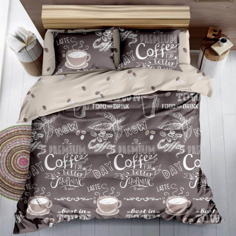 Ткань для постельного белья Бязь "Gold" Lux "Время кофе день за днем" GL1501A