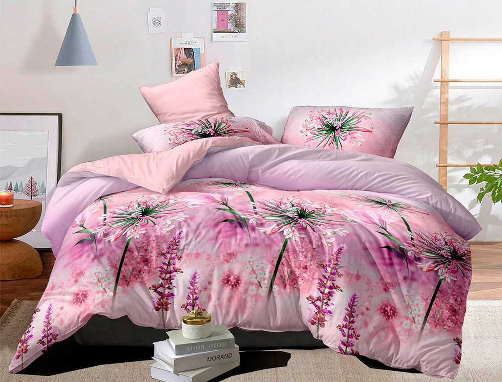 Полуторний набір постільної білизни 150*220 із Сатину №003AB Черешенка™