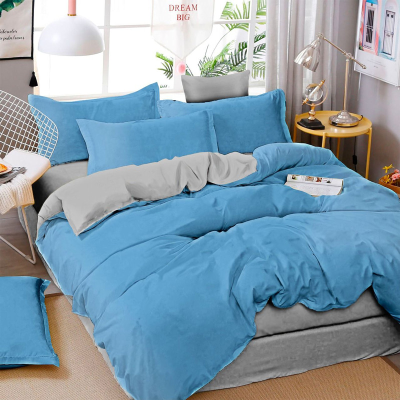 Тканина для постільної білизни Бязь "Gold" Lux однотонна GLblue&gray (A+B) - (50м+50м)