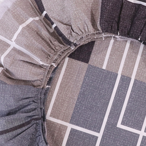 Простынь на резинке (90*200*25) серая с геометрическим принтом №668135