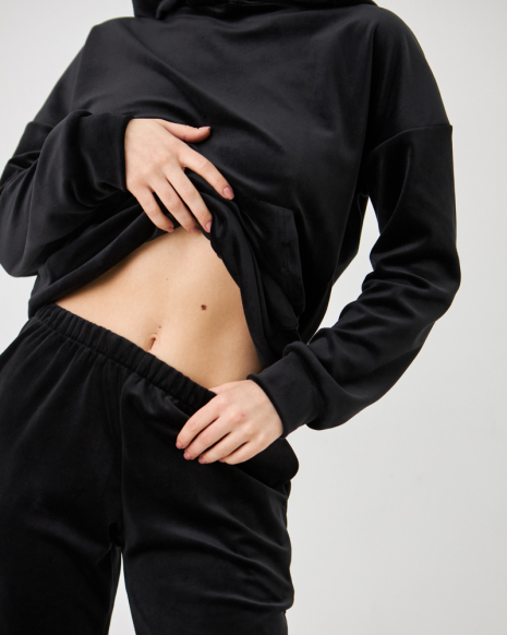 Жіночий велюровий костюм з капюшоном (Розмір M) чёрный №20222146