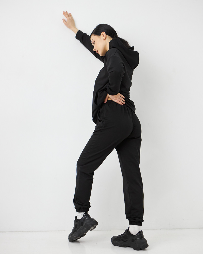 Женский спортивный костюм с капюшоном (Размер S) чёрный №20222138