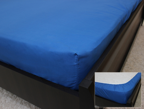 Комплект простыни на резинке с наволочками (180*200*25) синий