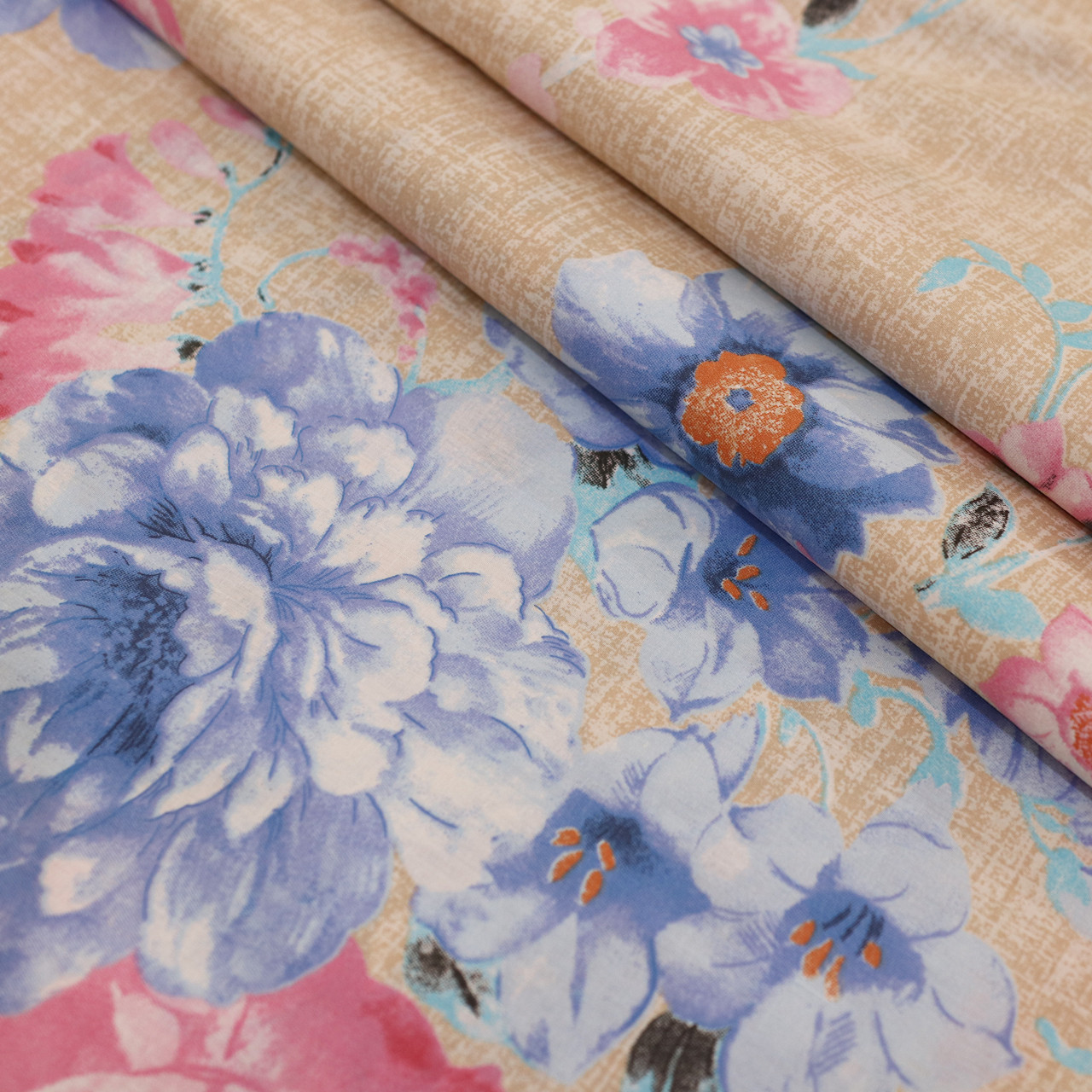 Ткань для постельного белья Бязь "Gold" Lux "Стилизованный цветок" GL1477 (A+B) - (50м+50м)