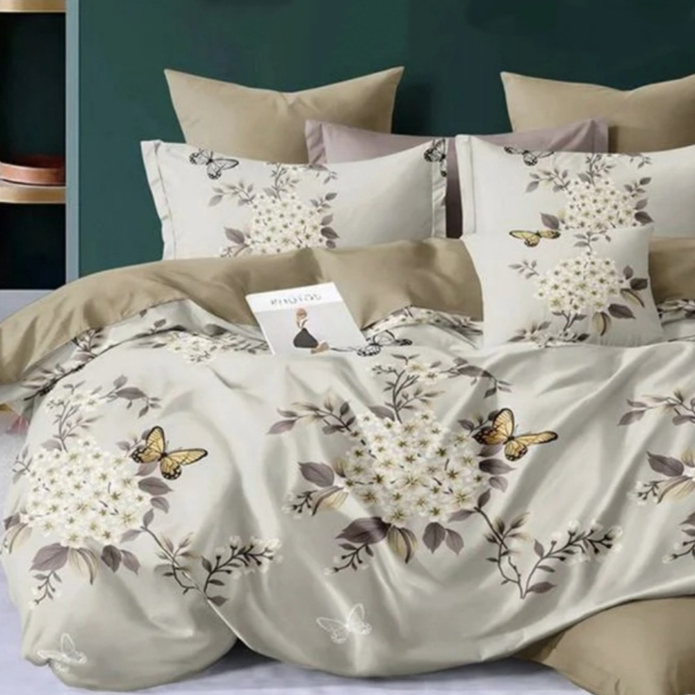 Семейный набор хлопкового постельного белья из Бязи "Gold" с простынью на резинке №143054AB Черешенка™