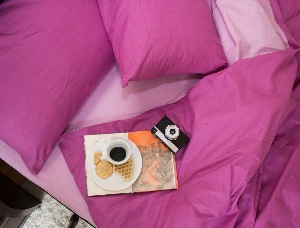 Полуторний набір однотонної постільної білизни 150*220 із Бязі "Gold" №15758AB Черешенька™