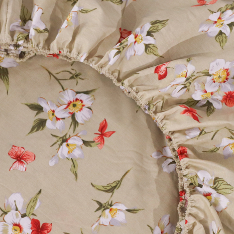 Простынь на резинке (140*200*25) зеленого цвета с цветочным принтом №667199