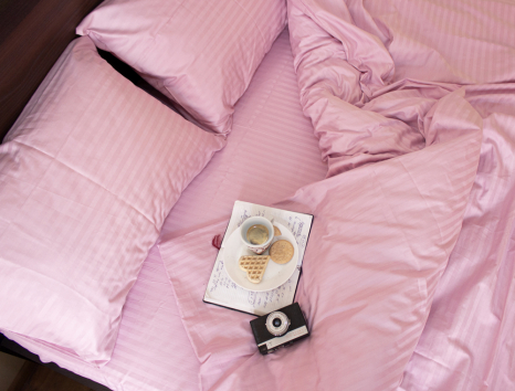 Полуторний набір постільної білизни 150*220 зі Страйп Сатину №50222 Черешенка™