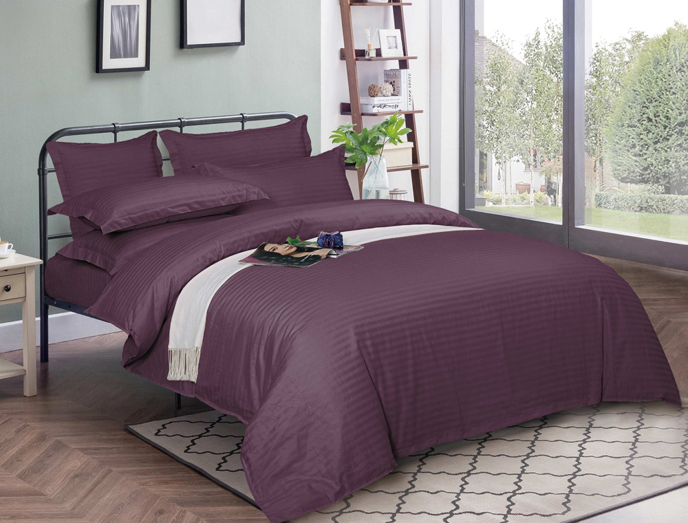 Семейный набор хлопкового постельного белья из Страйп Сатина с простыней на резинке №551716