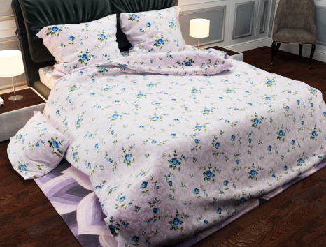 Ткань для постельного белья Бязь "Gold" Lux "Синяя роза" GL178