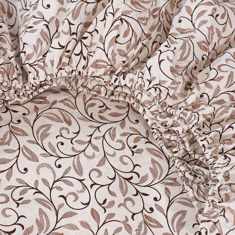 Простынь на резинке (90*200*25) бежевый вензель №663010