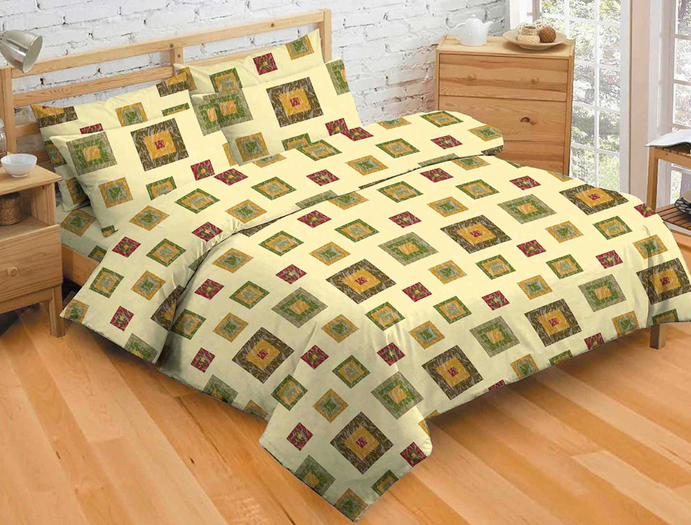 Тканина для постільної білизни Бязь "Gold" "Площа вітряного Бризу" GLL8928green-red