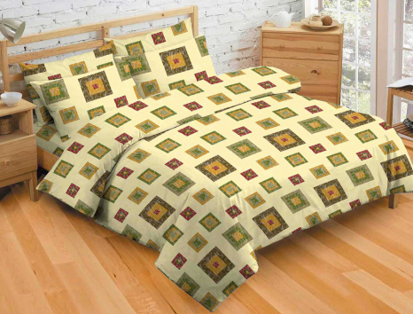 Тканина для постільної білизни Бязь "Gold" "Площа вітряного Бризу" GLL8928green-red