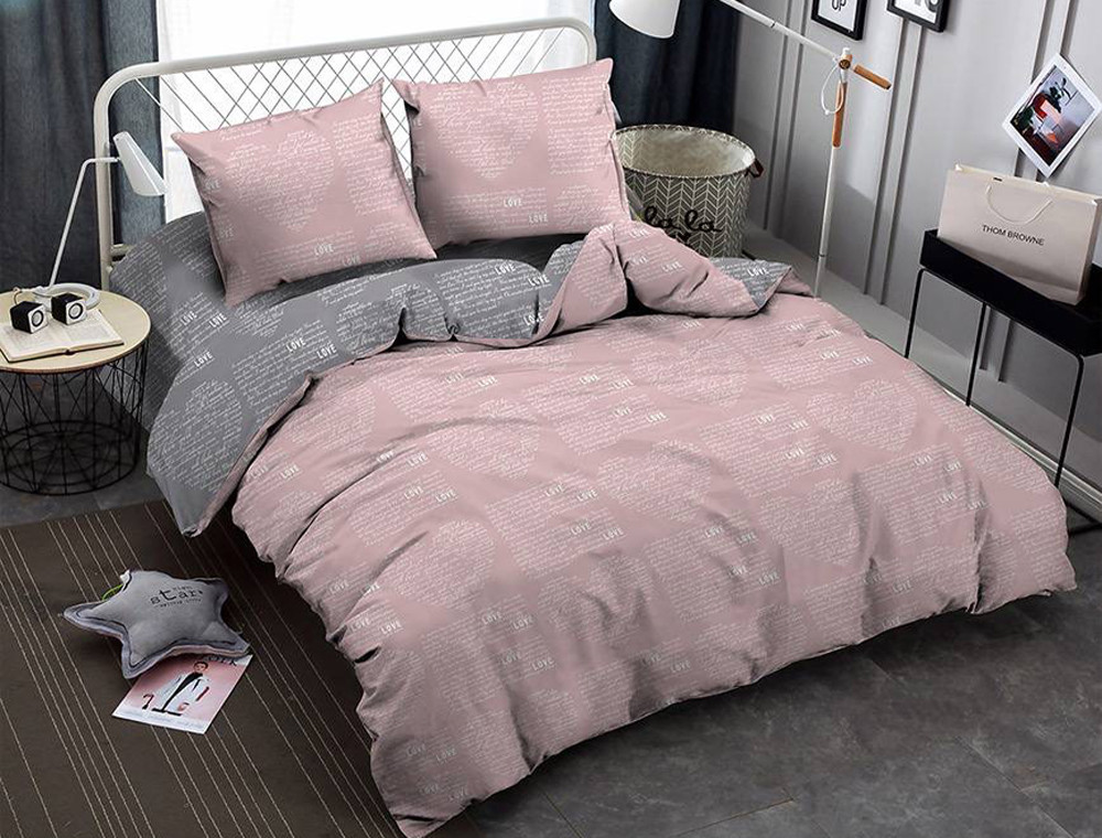 Семейный набор хлопкового постельного белья из Бязи "Gold" с простынью на резинке №141071AB Черешенка™