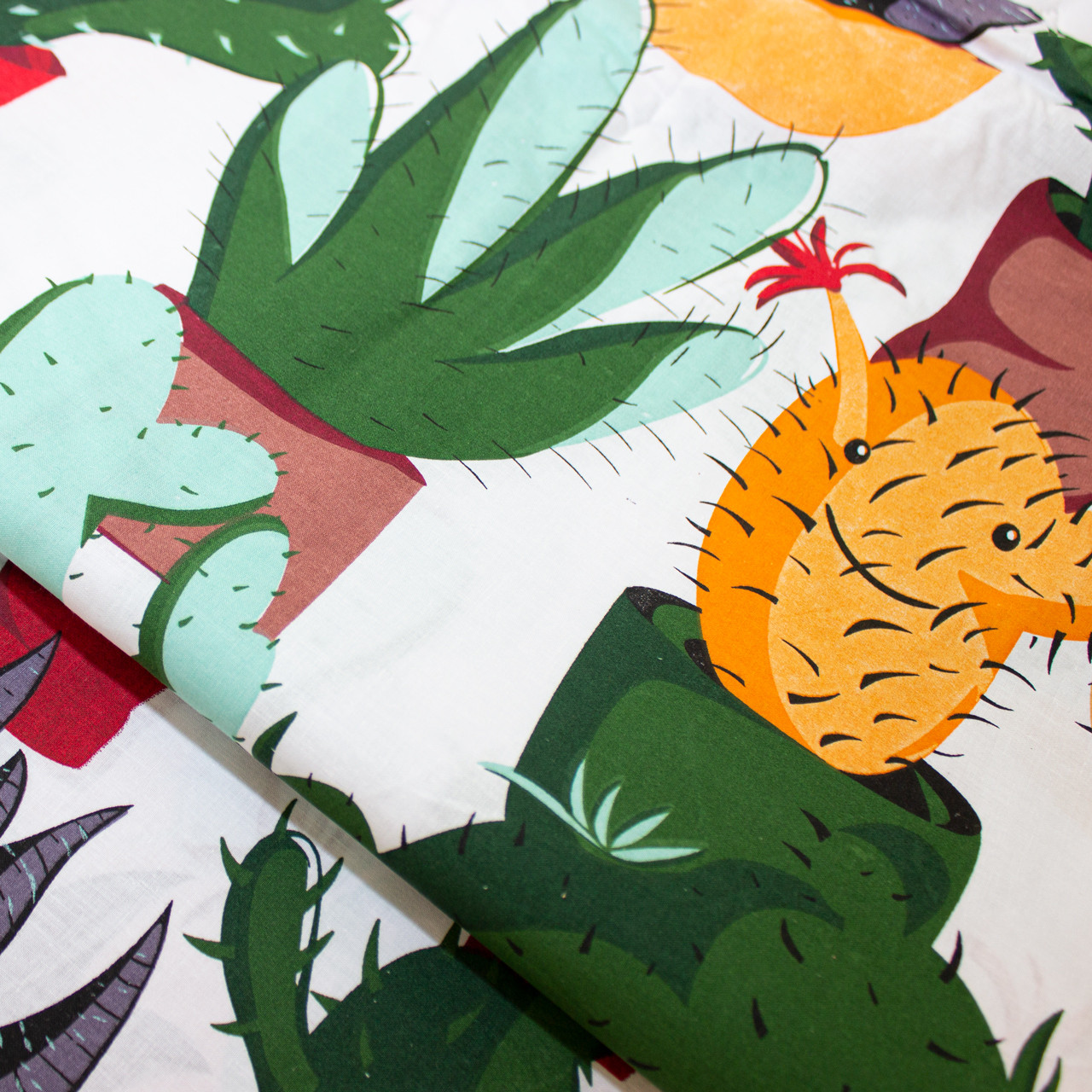 Тканина для постільної білизни Бязь "Gold" Lux "Кактуси" GL1332 (A+B) - (50м+50м)