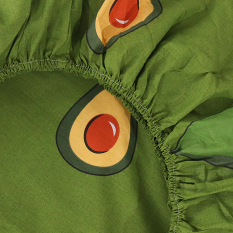 Простирадло на резинці (180*200*25) зелене з фруктовим принтом №66360