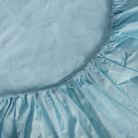 Простынь на резинке (90*200*25) светло-голубая №4313