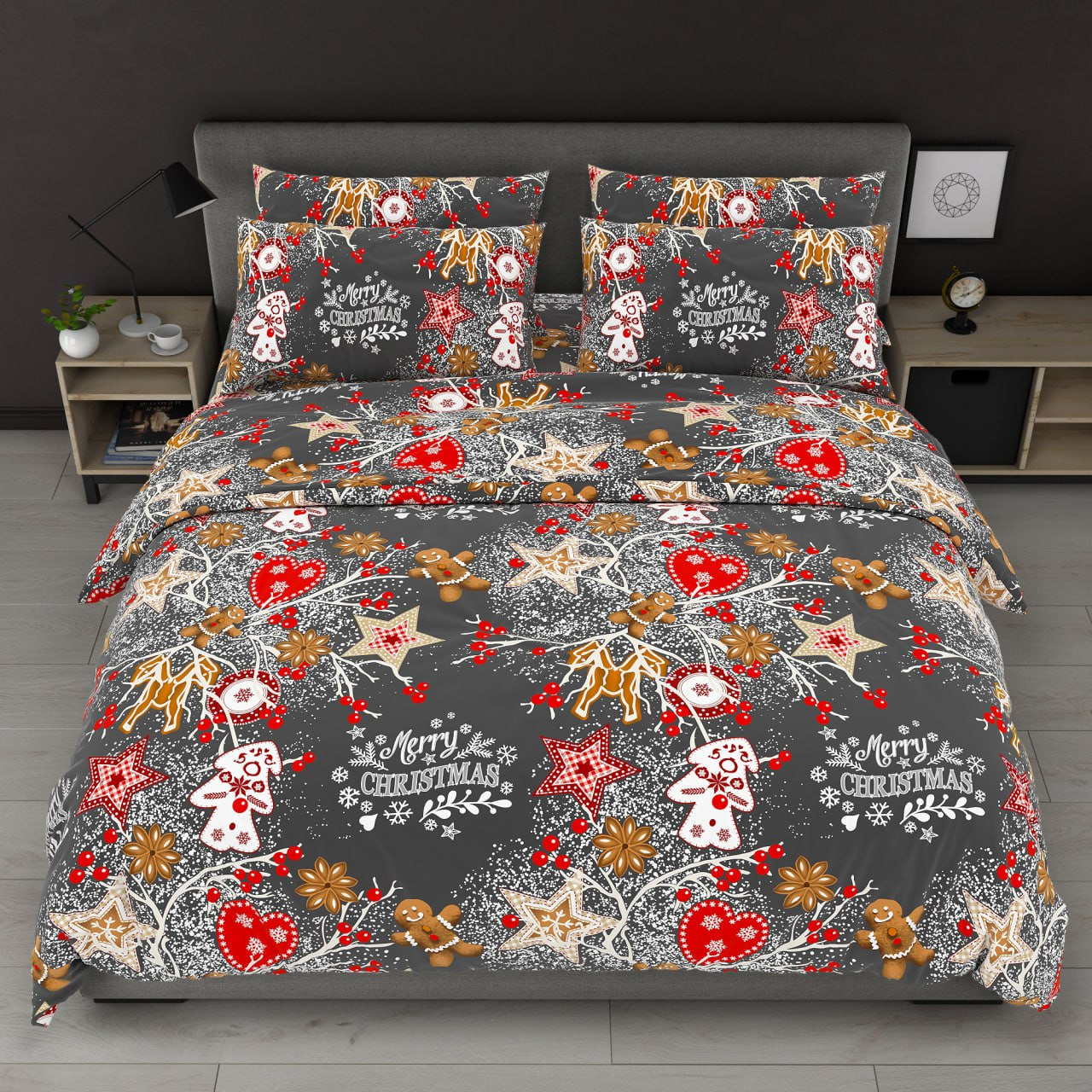 Двоспальний набір постільної білизни 180*220 із Бязі "Gold" №157972 Черешенка™