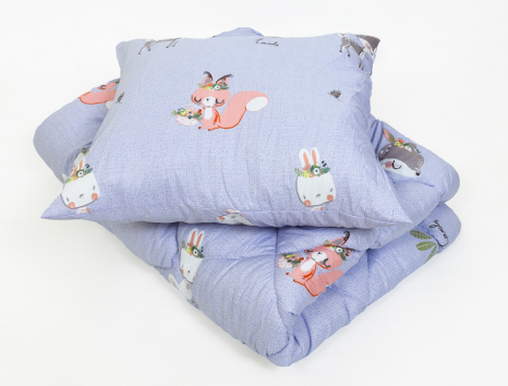 Комплект дитяча ковдра 105x135 + подушка 50x50 (мікрофібра/холлофайбер) №2113