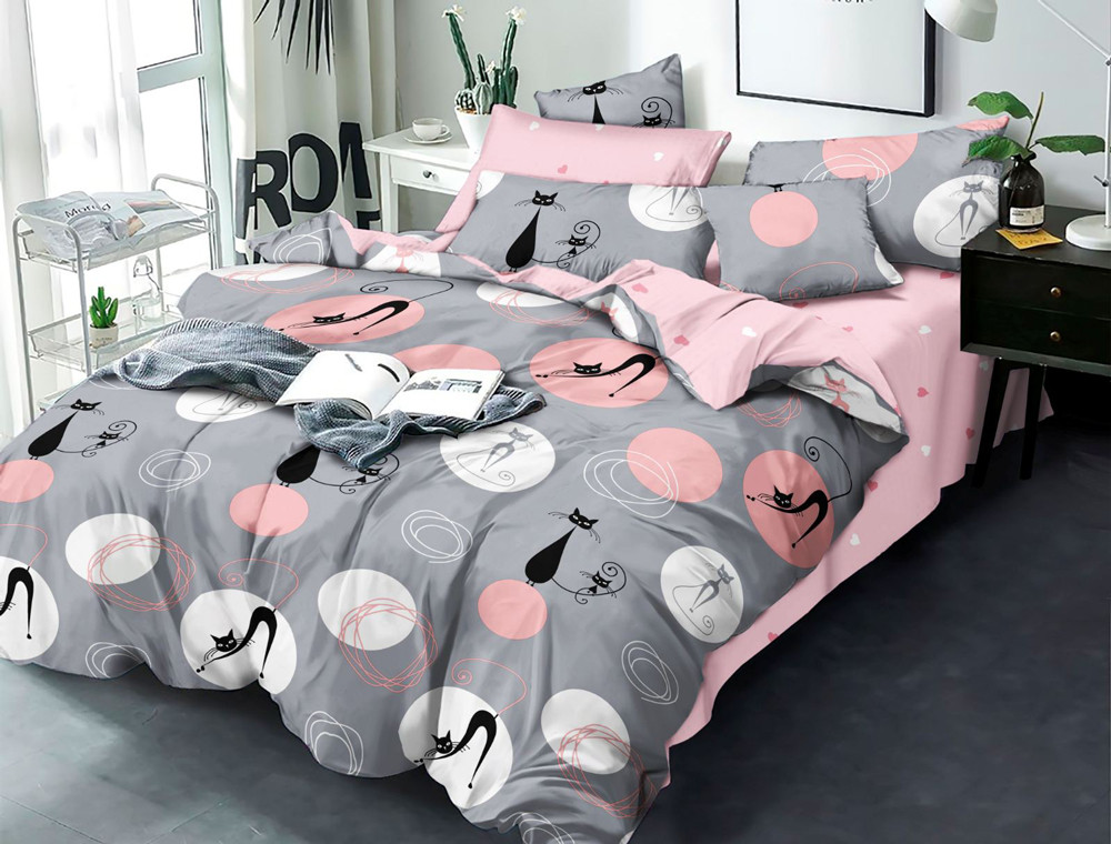 Двоспальний набір постільної білизни 180*220 із Бязі "Gold" з простирадлом на резинці №144531AB Черешенька™