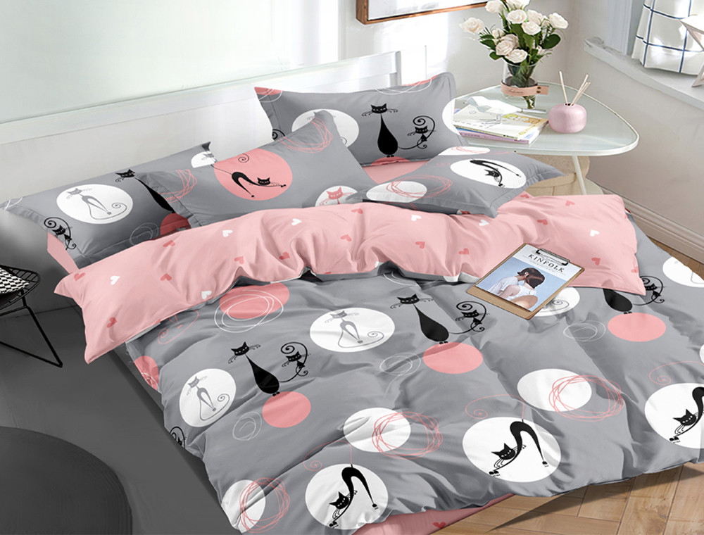 Евро макси набор постельного белья 200*220 из Сатина №1024AB Черешенка™