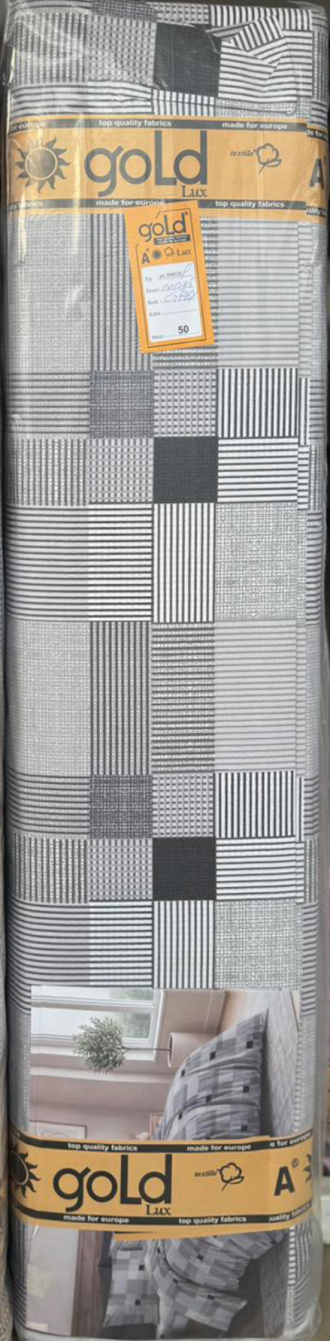 Ткань для постельного белья Бязь "Gold" Lux клетка GL12451grey