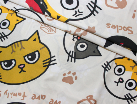 Тканина для постільної білизни Бязь "Gold" Lux дитяча "Котячі мордочки" GLB140