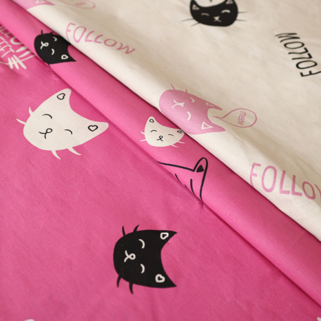 Тканина для постільної білизни Бязь "Gold" Lux "Слідуй за моїми ногами" GL1466 (A+B) - (50м+50м)