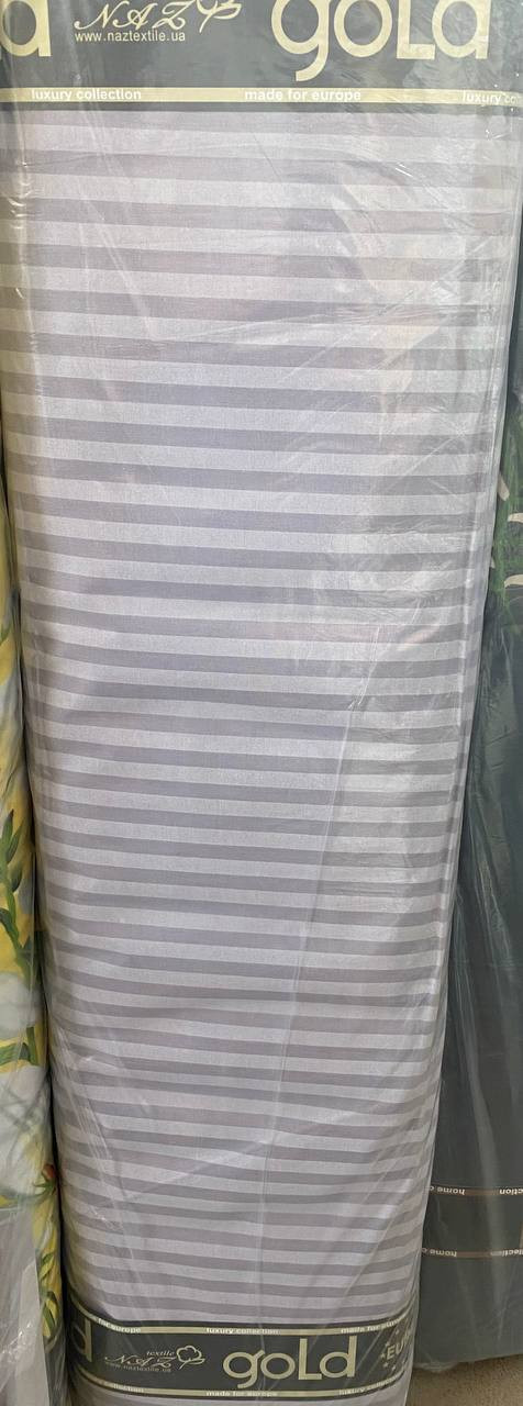Ткань для постельного белья Бязь "Gold" Lux в полоску GLS0905-gull-gray (50м)