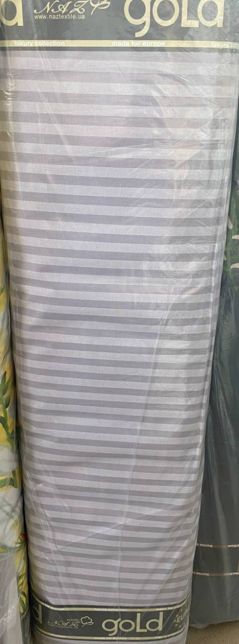 Ткань для постельного белья Бязь "Gold" Lux в полоску GLS0905-gull-gray (50м)