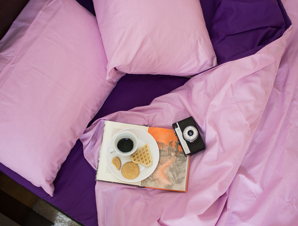 Євро-максі набір однотонної постільної білизни 200*220 із Бязі "Gold" №15754AB Черешенька™