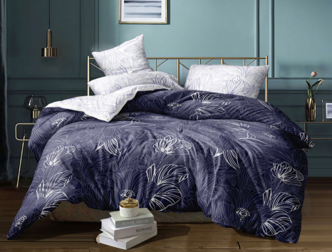 Тканина для постільної білизни Бязь "Gold" Lux "Абстрактний рослинний принт (фіолетовий)" GL4146 (A+B) - (50м+50м)