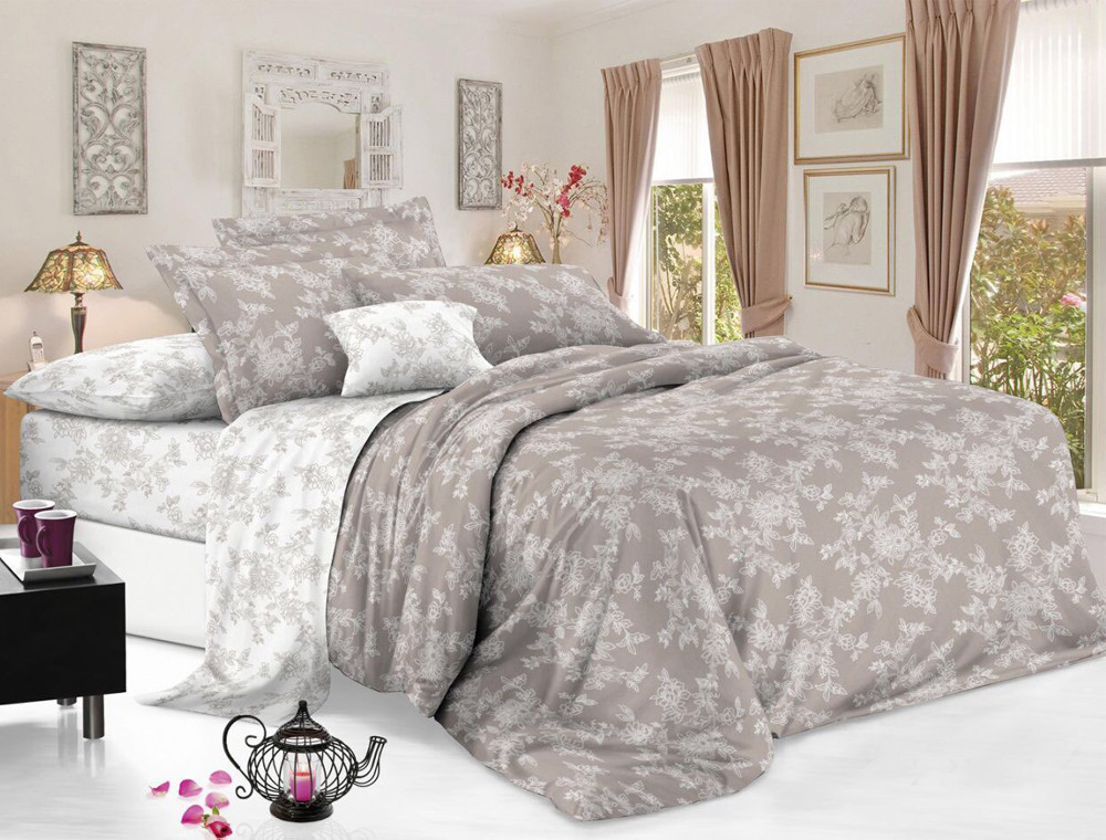 Двоспальний набір постільної білизни 180*220 із Сатину №1801АВ Черешенка™