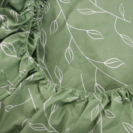 Простирадло на резинці (160*200*25) зелене з абстрактним принтом  №661103