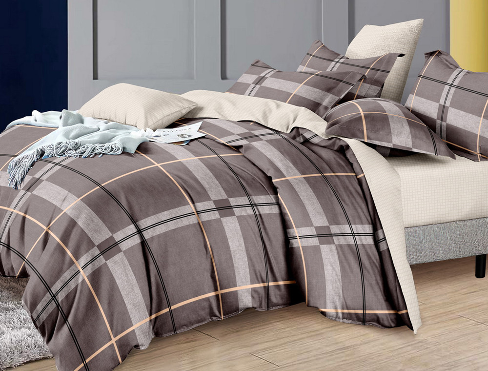 Сімейний набір постільної білизни із Бязі "Gold" з простирадлом на резинці №144861AB Черешенка™