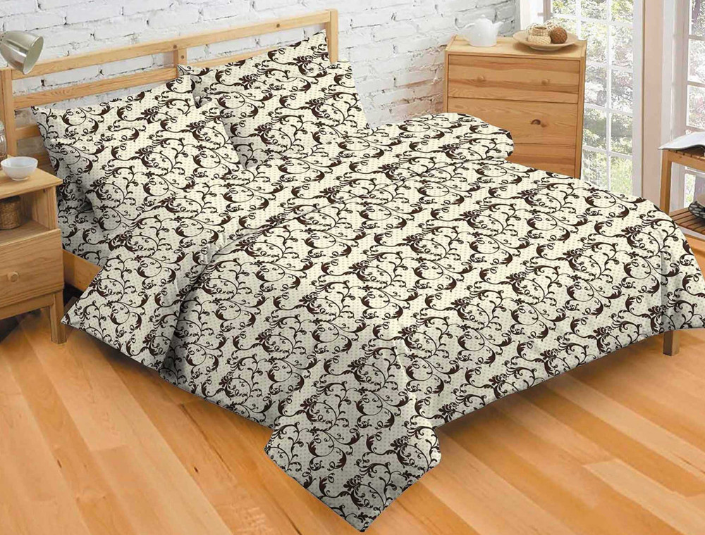 Тканина для постільної білизни Бязь "Gold" "Абстрактні хвилі" GLL13012brown