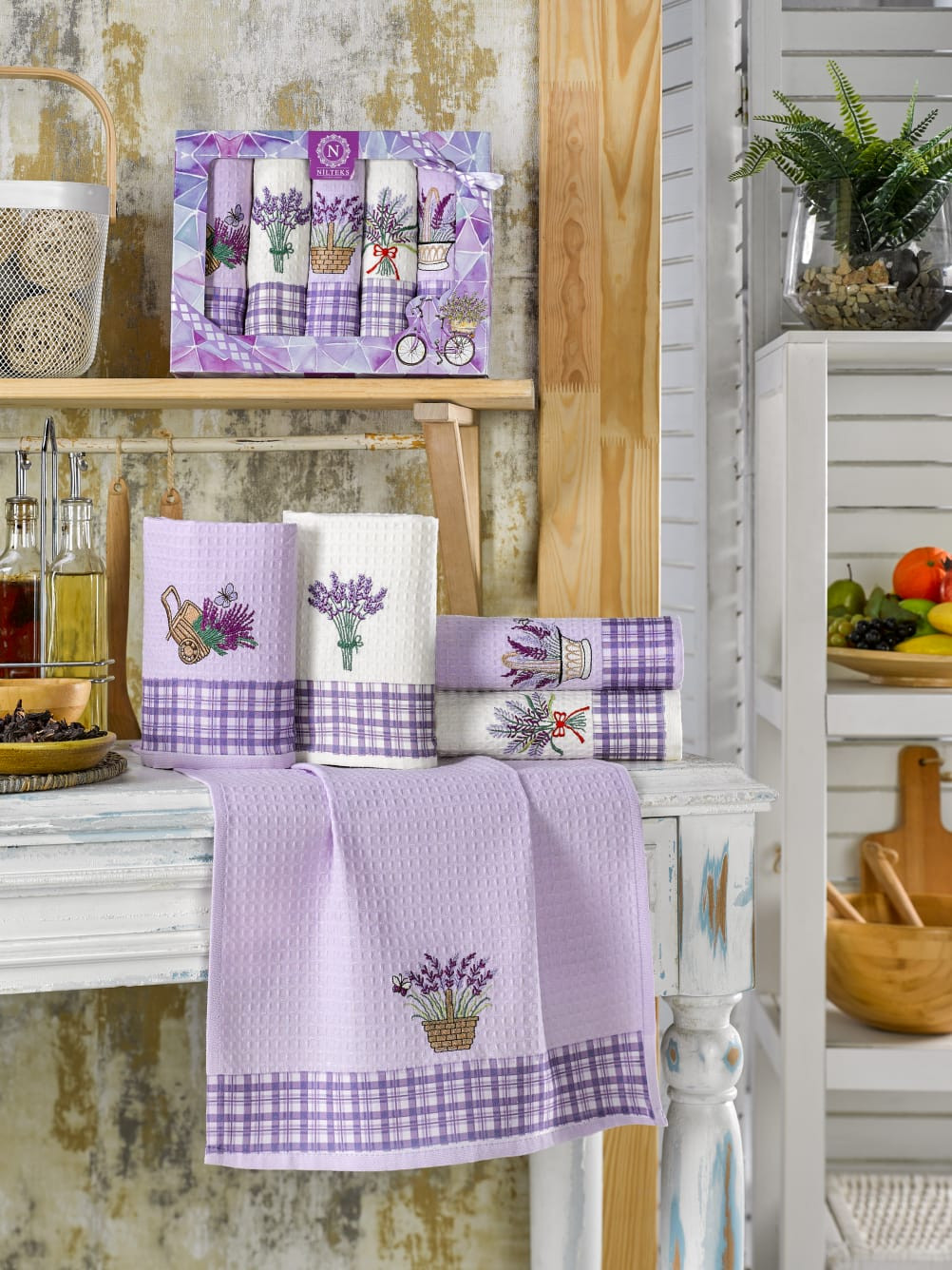 Набір кухонних рушників Nilteks Ekose Lavanta 40*60 (5 шт)