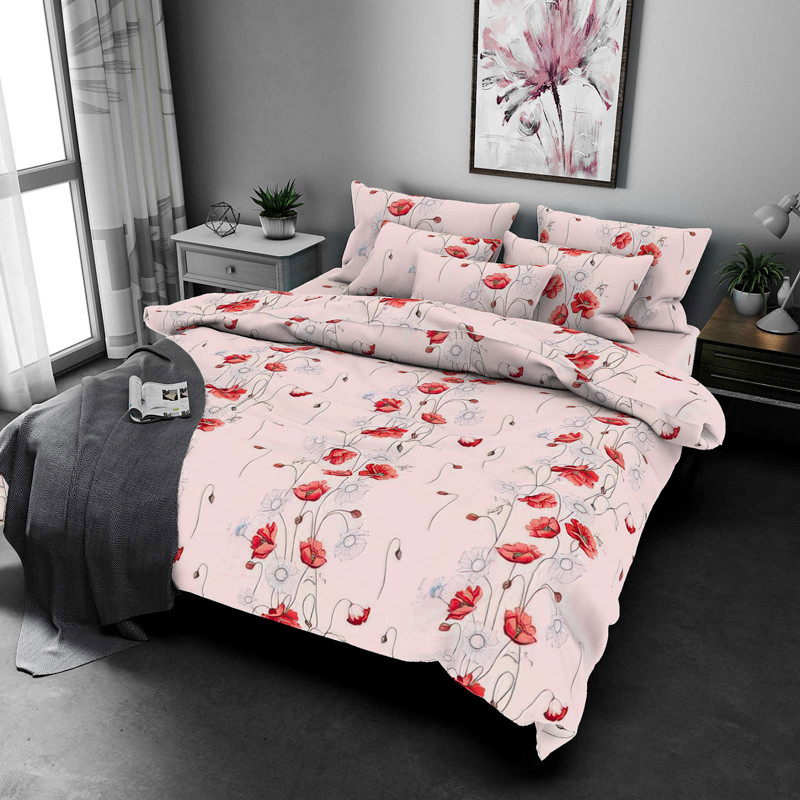 Двоспальний набір постільної білизни 180*220 із Бязі "Gold" №157864Red Черешенка™