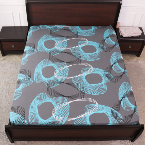 Простирадло на резинці (160*200*25) сіре з абстрактним принтом №668170